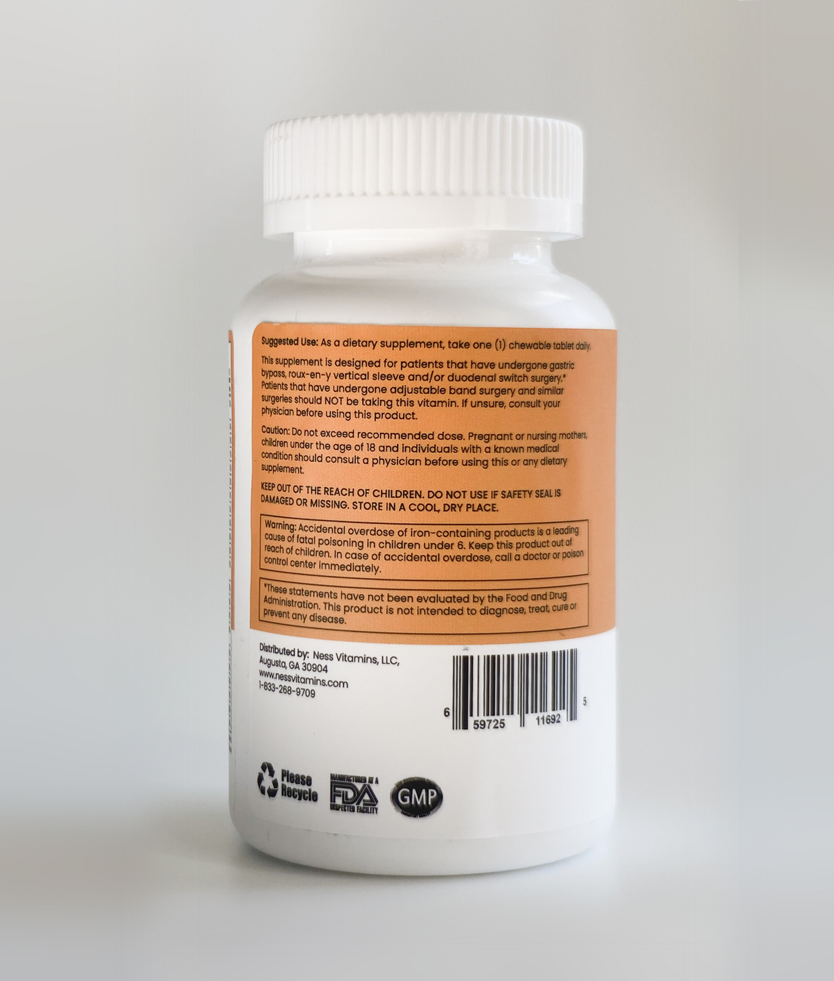 Ness Vitamins_Bariatric Multivitamin_Chewable Tablet_Citrus